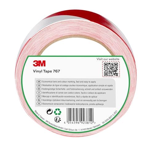Image of 3M Hazard Marking Vinyl Tape 767i, 50 mm x 33 m, Red and White