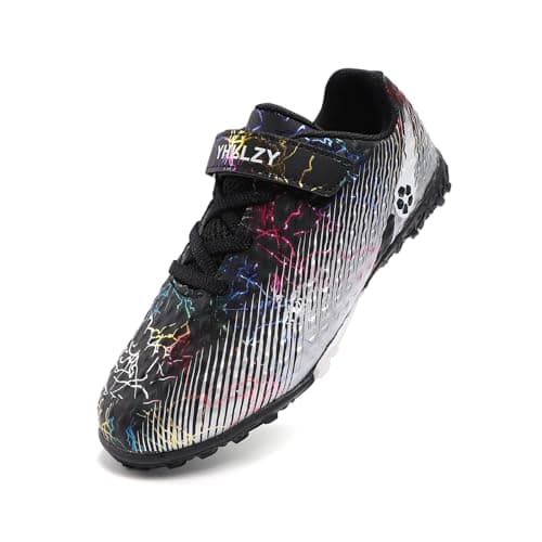 Image of YHLLZY Boys Football Boots Kids Astro Turf Trainers Sports Shoes Profession Competition Outdoor Athletic Sneakers Black 3UK