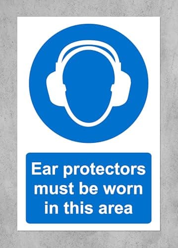 Image of Ear protectors must be worn in this area safety sign - 1.2mm Rigid plastic 200mm x 150mm