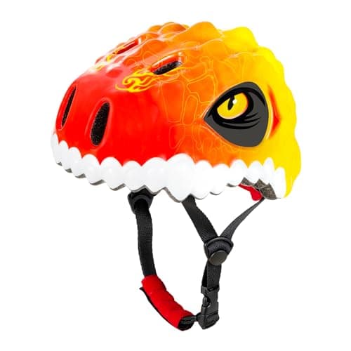 Image of Favoto Kids Children Bike Helmet - Toddler Dinosaur Cycling Bike Helmet Breathable Yellow Red Adjustable Helmet for Boys and Girls