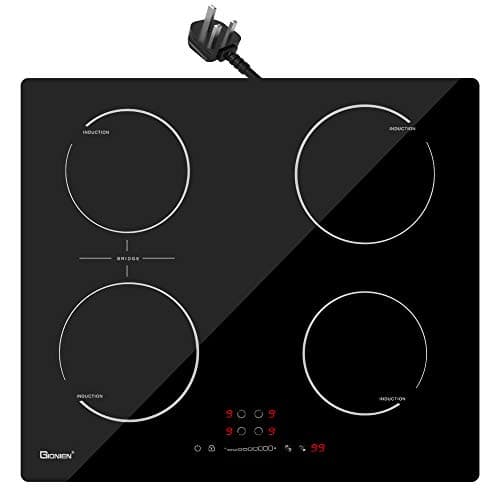 Image of GlONlEN Plug-in Induction Hob 13 Amp 2800W,60cm Integrated Electric Cooktop with Bridge Zone, 4 Cooking Rings Cooker GIT470SP,Drop-in Ranges