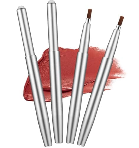 Image of 4PCS Retractable Lip Brush for Lipstick, Silver Lipstick Brush Retractable, Lipgloss, Eyeshadow Travel (4.5 Inch)