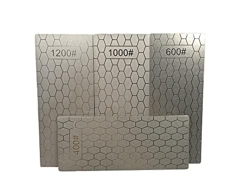 Image of YJZ 4Pcs Diamond Sharpening Stones,Ultra-Thin Single Side Honeycomb Diamond Plate Honing Stone 400/600/1000/1200 Grit,2.48x5.94 Inch