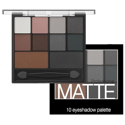Image of Matte Smokey Eyeshadow Palette - Highly Pigmented Waterproof Grey & Black Eye Shadow with Dual-Ended Brush for Long-Lasting Makeup Look - Suitable for Women