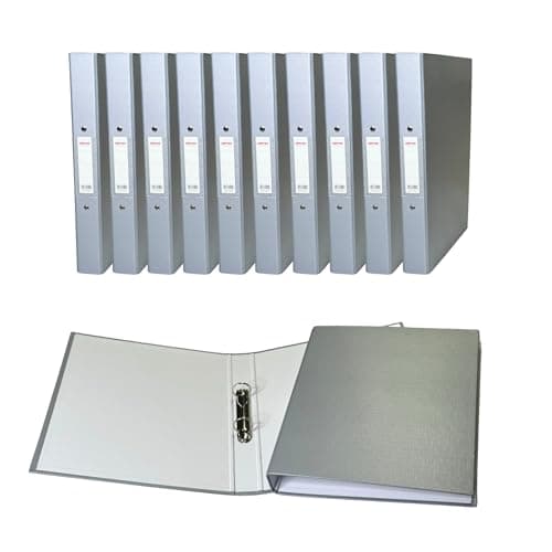 Image of Pack of 10 A4 Grey Paper Over Board Ring Binders by Janrax
