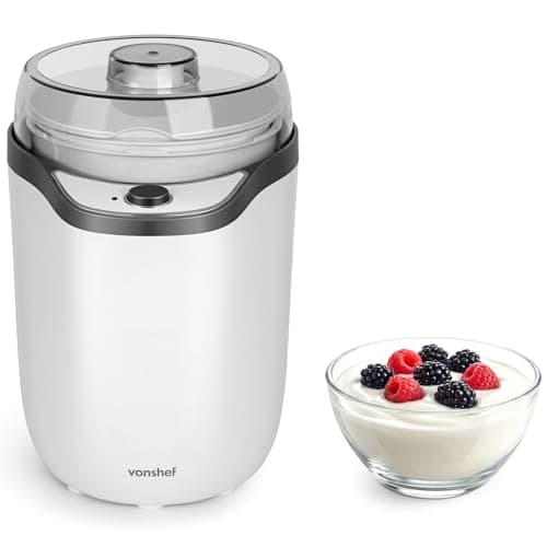 Image of VonShef Yoghurt Maker Machine – Yogurt Maker with Strainer & Recipes Included, 1.8L, Ideal for Greek & Natural Yoghurt with No Sugars or Preservatives, Easy Cleaning & Simple Operation - White