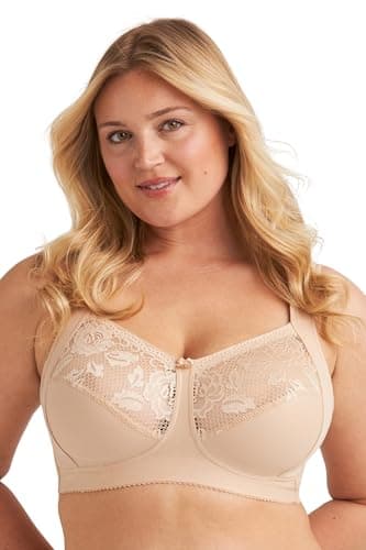 Image of Miss Mary of Sweden Lovely Lace Support Non-Wired Comfort Cotton Bra 38G Beige