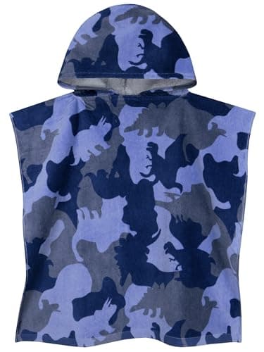 Image of Harry Bear Boys Towel Poncho, Dinosaur Hooded Towels For Kids, Cotton Kids Beach Towel and Swimming Towels, One Size, Blue