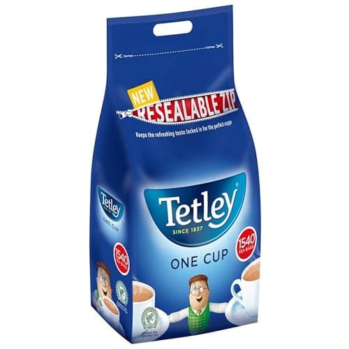 Image of Tetley Original One Cup Black Tea Bags - Bulk Value Pack - Full Flavoured British Brew - Perfect for Breakfast or Anytime - Rainforest Alliance Certified - 1540 Teabags (1 Pack)