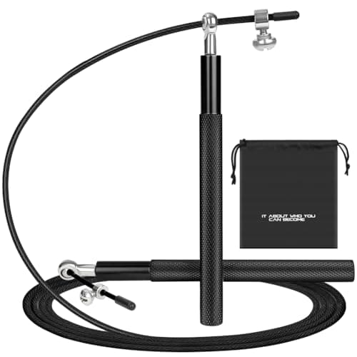 Image of Flintronic Speed Jump Rope, Skipping Rope Adult Fitness, 3m Rope Skipping with Double Bearing System & Aluminium Handle, 360° Free Rotation, Ideal for Home Workout, Boxing, Crossfit-Black