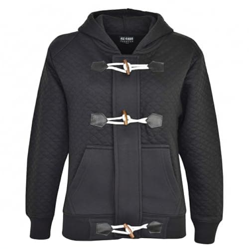 Image of A2Z 4 Kids Girls Boys Duffel Hoodie Quilted Fleece Coat - Duffel Hoodie Quilted Black 11-12