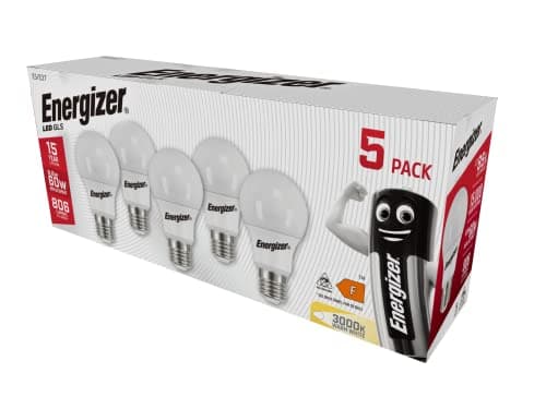Image of Energizer GLS E27 LED Bulb Warm White E27 Screw Bulb Equivalent of 60W Incandescent. Perfect for Replacing Large Edison Screw in Light Bulb Pack of 5