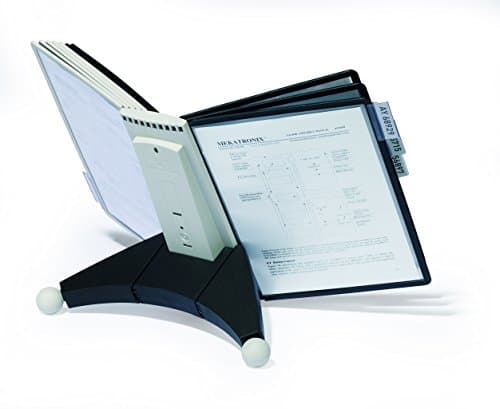 Image of Durable SHERPA Display Panel Desk Unit | Includes 10 A4 Panels and Tabs In Black and Grey | Ideal for Storing and Display ing A4 Documents