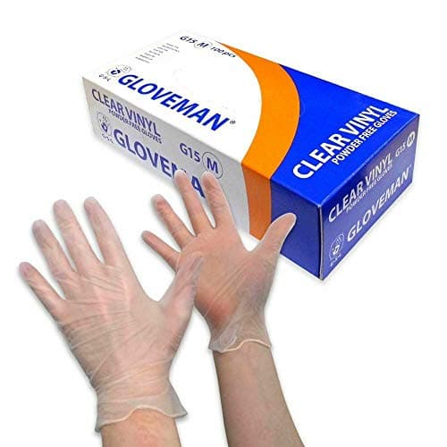 Image of Gloveman Clear Vinyl Gloves Medium – Disposable Powder-Free Gloves (Box of 100) – Latex-Free for Food Prep, Cleaning & Hygiene