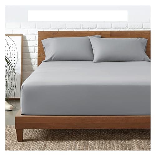 Image of Funky Gadgets Super King Fitted Sheet, Grey- 300 Thread Count 100% Egyptian Cotton Fitted Sheet Deep Pocket 12 Inch (30cm) Bed Sheets, Breathable Bottom Fitted Sheets Super King Size (180 X 200).