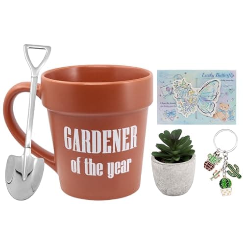 Image of Qinhai Gardening Gifts for Men Women Dad Mum Her Teacher Friend, Gardener Coffee Mug Gifts Sets, Funny Plant Cup with Shovel Spoon, Valentines Mothers Day Christmas Birthday Present Idea