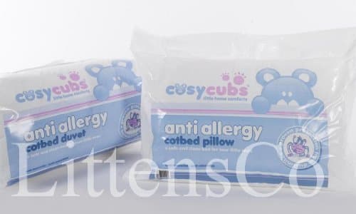 Image of Cosy Cubs Cot Bed Duvet 4.5 Tog Anti Allergy Filling- 120 x 150 cm with Cot Bed Pillow