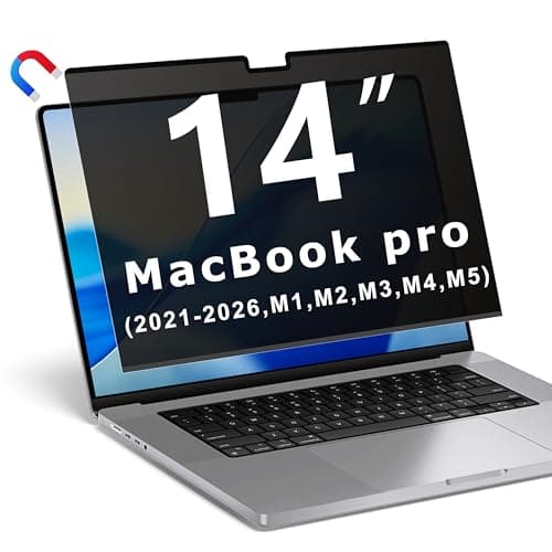 Image of YBTFBG Magnetic Privacy Screen for Macbook Pro 14 Inch (2021-2026, M1, M2, M3, M4, M5, Pro, Max), Removable Laptop Privacy Filter Shield and Anti Blue Light Glare Protector