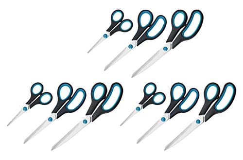 Image of Westcott N-90027 00-I Easy Grip Scissors Set Rust-Proof 13/21/25 cm Set of 9 Blue/Black