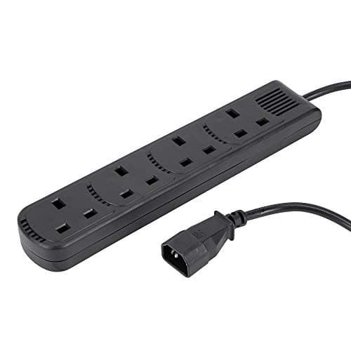Image of Computer Spares 1m IEC C14 Plug to 4 Gang Mains Power UK Socket