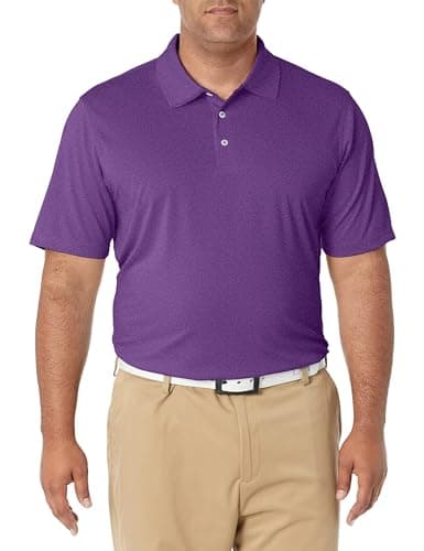 Image of Amazon Essentials Men's Golf Polo Shirt, Quick Dry, Short Sleeve, Purple Heather, L
