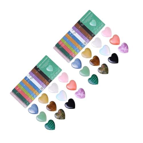Image of Shurhome 12/24 / 36Pcs Heart Shape Natural Stone for Anniversary Birthday Valentines with Affirmation Cards Present Gifts