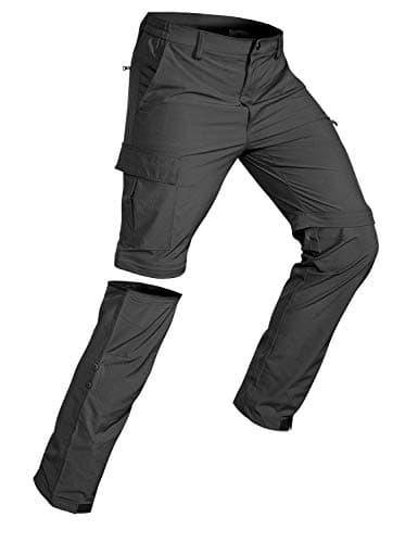 Image of Wespornow Hiking-Walking-Trousers-Mens-Zip-Off Quick Dry Pants with 5 Pockets Convertible Stretch Lightweight Cargo Outdoor Waterproof Trousers for Work, Gardening, Fishing (Grey, Large)