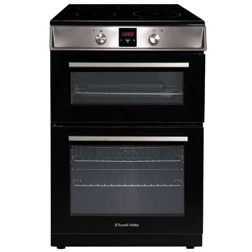 Image of Russell Hobbs Electric Cooker 3 in 1 68L/37L Split Stainless Steel Double Oven with 3 Shelves, Full-Size Grill Pan, 4 Zone Induction Hob, Energy Efficient, Up to 2 Years Guarantee, RH60EDOIH6011SS
