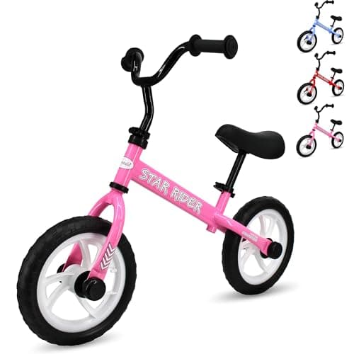 Image of Crystals 12” Balance Bike 2+ Year Old Boys and Girls, Bike Training Bicycle for Kids and Toddlers with Adjustable Seat/Handlebar – Lightweight Fun Bike for Outdoor Play (Pink)