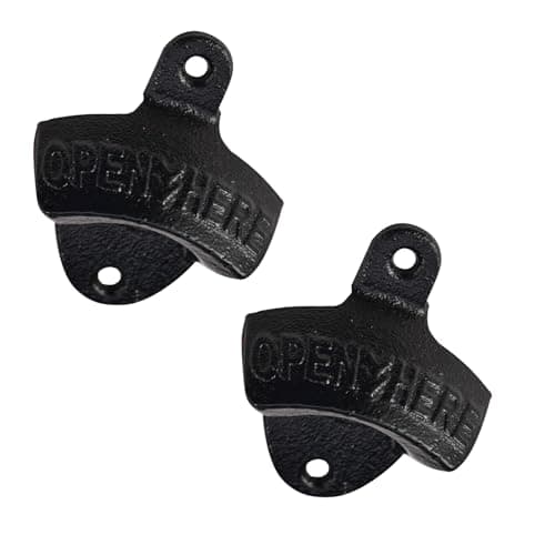 Image of Wall Mounted Beer Bottle Opener - 2 Pcs Cast Iron Vintage Rustic Bottle Opener Wall Mounted with Screws | Essential for Bar, Kitchen, Outdoor Kitchen & Garden Bar Accessories