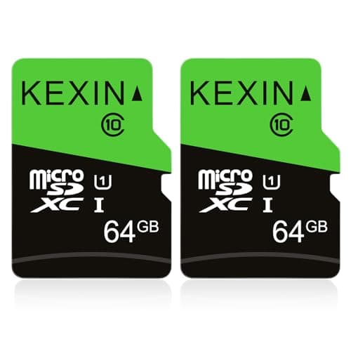 Image of KEXIN 2 Pack Micro SD Card 64GB Memory Card Extreme MicroSDXC SD Card Class 10 U1 Micro SD 64 GB Microsd Cards TF Card for Smartphone, Fire Tablet, Monitor, Dash Cam, Switch (Black Green)