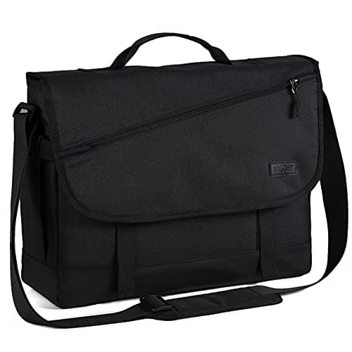 Image of VASCHY Messenger Bag, Lightweight Mens Shoulder Bag Water Resistant 15.6 inch Laptop Satchel Briefcase with Padded Shoulder Strap and Luggage Sleeve (Black)