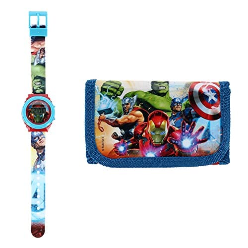 Image of Kids Licensing |Digital Watch + Wallet for Children | Avengers Watch | Avengers Wallet | Children's Watch and Wallet Set | Children's Wristwatch | Decorated Gift Box | Official Licensed