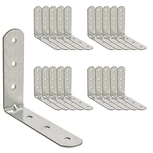 Image of OMIDEAS 20 x Angle Bracket (60 x 60 x 16) 90 Degree L Shape Corner Brace Plate Wood Metal Connecting Fixing Joining Repair Support Galvanised Connector