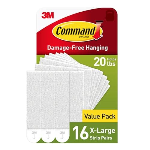 Image of Command 20 lb X-Large Picture Hanging Strips, 16 Pairs White Strips Heavy Duty, Damage-Free Picture Hanger