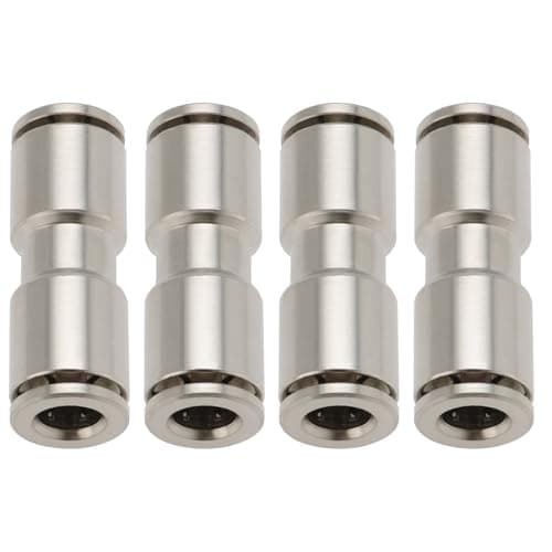 Image of YINETTECH 4pcs Nickel Plated Brass Push Fit Connectors 6mm Straight Push in Connect Pneumatic Fitting Inner Diameter 6mm Length 33mm