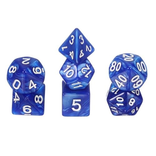 Image of sourcing map Polyhedral Dice Set, 7 Pcs Acrylic Dice for Role Playing Table Games Tabletop Gaming Accessories, Pearl Pattern Blue