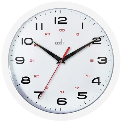 Image of Acctim Aylesbury Kitchen Wall Clock Quartz 12/24 Hour Dial White 25cm