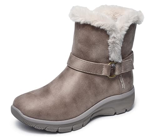 Image of Skechers Womens Easy Going Dreamers Move Ankle Boot, Dark Taupe Microleather Buckle Trim, 8 UK