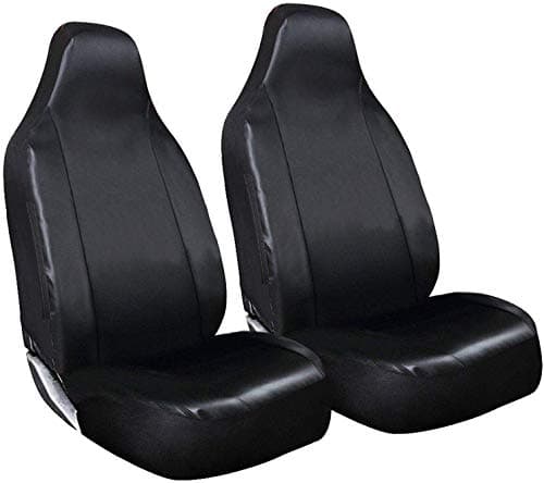Image of FSW - Black Leather PVC Look Universal Van and Car Seat Covers - Single And Passenger Heavy Duty Set Of Car Seat Protectors, Van Accessories, Waterproof Seat Covers - UK Manufactured