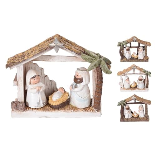 Image of Carousel Home Mini Christmas Nativity Scene | Traditional Nativity Set with Baby Jesus, Mary & Joseph | Christmas Stable Ornament Resin Nativity Set with Figures - Design Varies One Supplied
