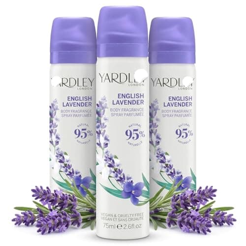 Image of 3 x Yardley London English Lavender Body Spray 75ml For Women Vegan Floral Fragrance, Long Lasting Daily Freshness