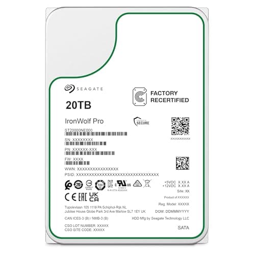 Image of Seagate IronWolf Pro, NAS Internal Hard Drive 20TB HDD, 3.5 Inch, 7200 rpm, CMR, 256 MB Cache, SATA 6GB/S, Silver, Model No.: ST20000NE000