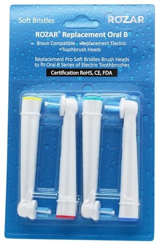Image of Oral-B Braun Compatible Interspace Electric Toothbrush Head, Deep Plaque Remover, UK Brand Rozar Pack of 4, Cleans Between Teeth IP17