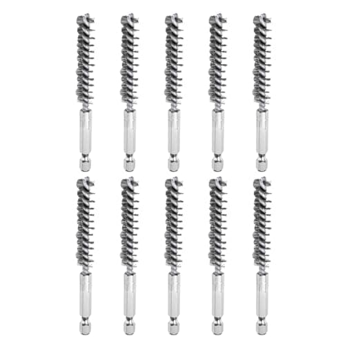 Image of sourcing map 10Pcs 304 Stainless Steel Bore Brush 10mm Dia 4" Long Cleaning Twisted Wire Brush with Handle 1/4" Hex Shank for Tubes, Ports, Bearings