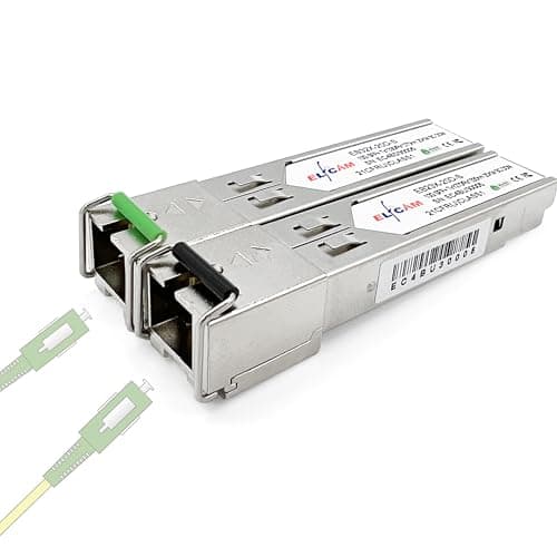 Image of Elfcam - 1 Pair 10Gbps SFP+ BIDI Optical Fibre Transceiver Module, Support 10GbE/2.5GbE/1.25Gb, with Fibre Port SC Simplex Single Mode, Universial Compatible with Cisco and Open Switch, DDM 20km