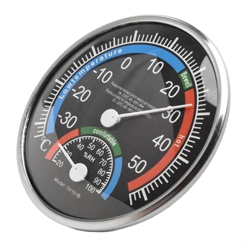 Image of NINMORTH for Large for Dial Analogue Thermometer and Hygrometer, Room Climate Control Meter House Lab Workshop, -30 to 50��(Black)