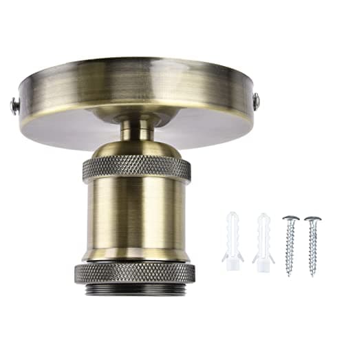 Image of equlup Vintage Lamp Socket, Vintage E26 E27 Industrial Table Lamp Base 85x100mm/3.3x3.9in Ceiling Lamp Holder Stand for Kitchen Bedroom Living Room (Bronze)