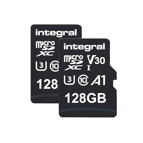 Image of Integral 128GB Twin Pack microSD Memory Card Premium High Speed 4K Video- up to 100MB/s Read, 50MB/s Write, UHS-I, U3, V30, Class 10, A1 App Performance - smartphones, tablets, drones, game consoles