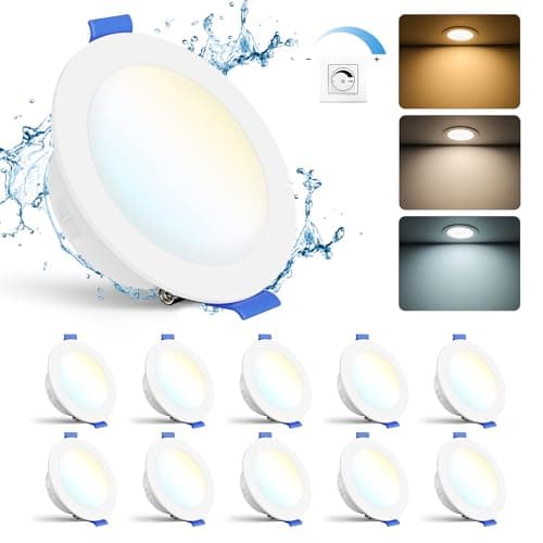 Image of Gr4tec LED Downlights for Ceiling Dimmable, 10 x 6W LED Recessed Ceiling Light Warm White Neutral White Cool White, Bathroom Spotlights IP65 Waterproof, Spot Lights for Kitchen Bedroom, Hole 68-80mm